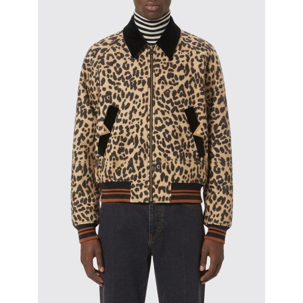 Valentino Men Animal Print Wool Bomber Jacket Valentino